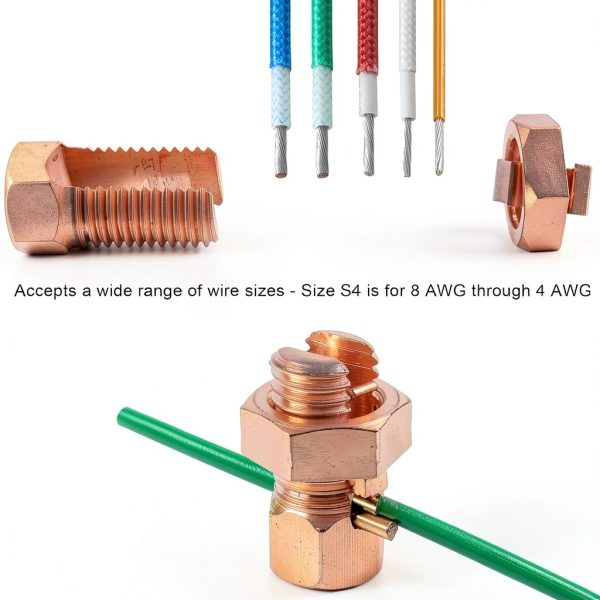 Split Bolt Connector 4PCS Copper Grounding Clamps sustenergy TJ-25-5