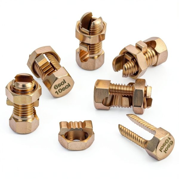 QWORK Grounding Split Bolt Connector 6 Pack Conductive Copper 6-10 AWG-4