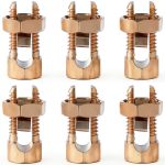 QWORK Grounding Split Bolt Connector 6 Pack Conductive Copper 6-10 AWG-0