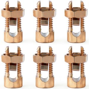 QWORK Grounding Split Bolt Connector 6 Pack Conductive Copper 6-10 AWG-0