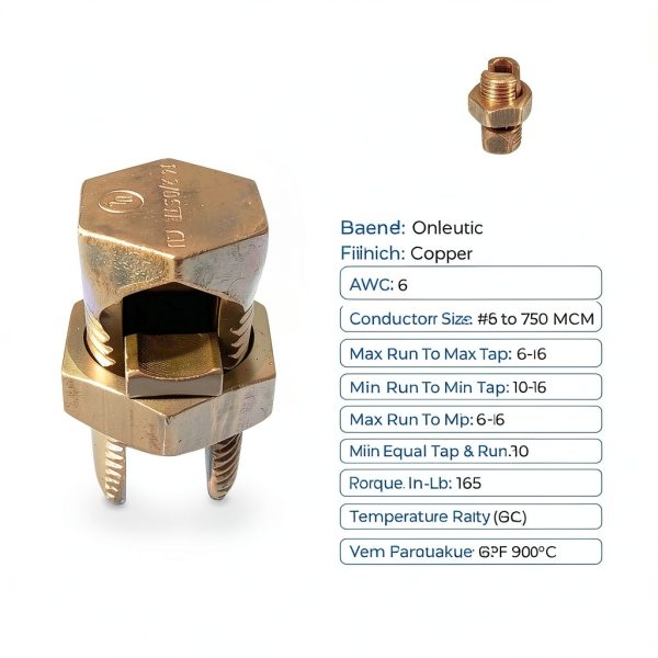 Hex Head Copper Split Bolt Connector 6 AWG 5 Pack OHLECTRIC UL Listed-1