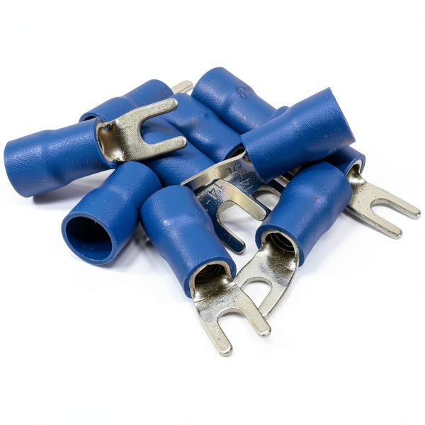 10PCS 6 AWG #10 M5 Insulated Fork Crimp Connector 88A 600V Vinyl CE-2
